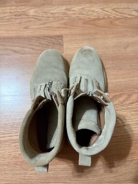 Saks Fifth Avenue Men's Beige Suede Zip Ankle Boots